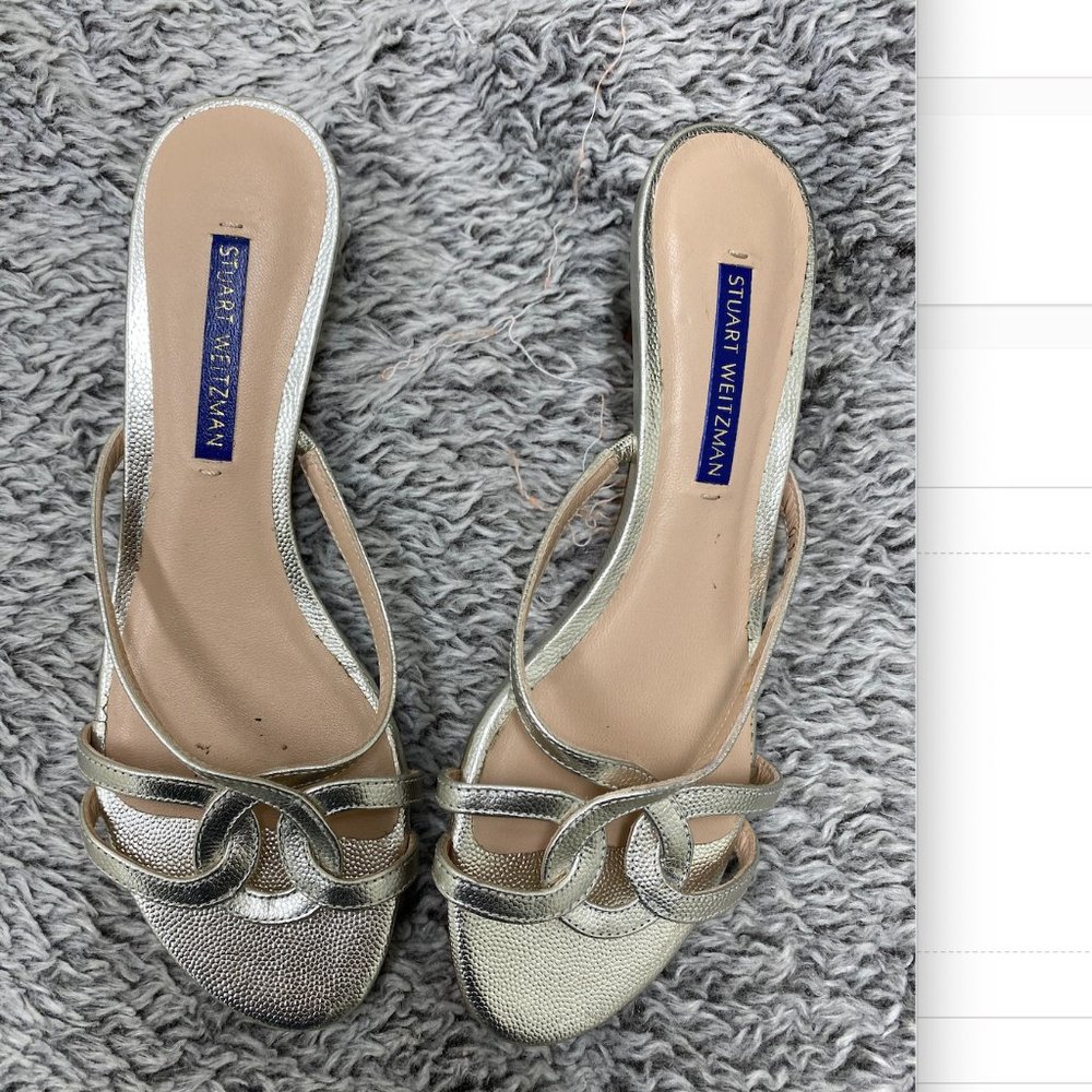 Stuart Weitzman Gold Slip-on Sandals